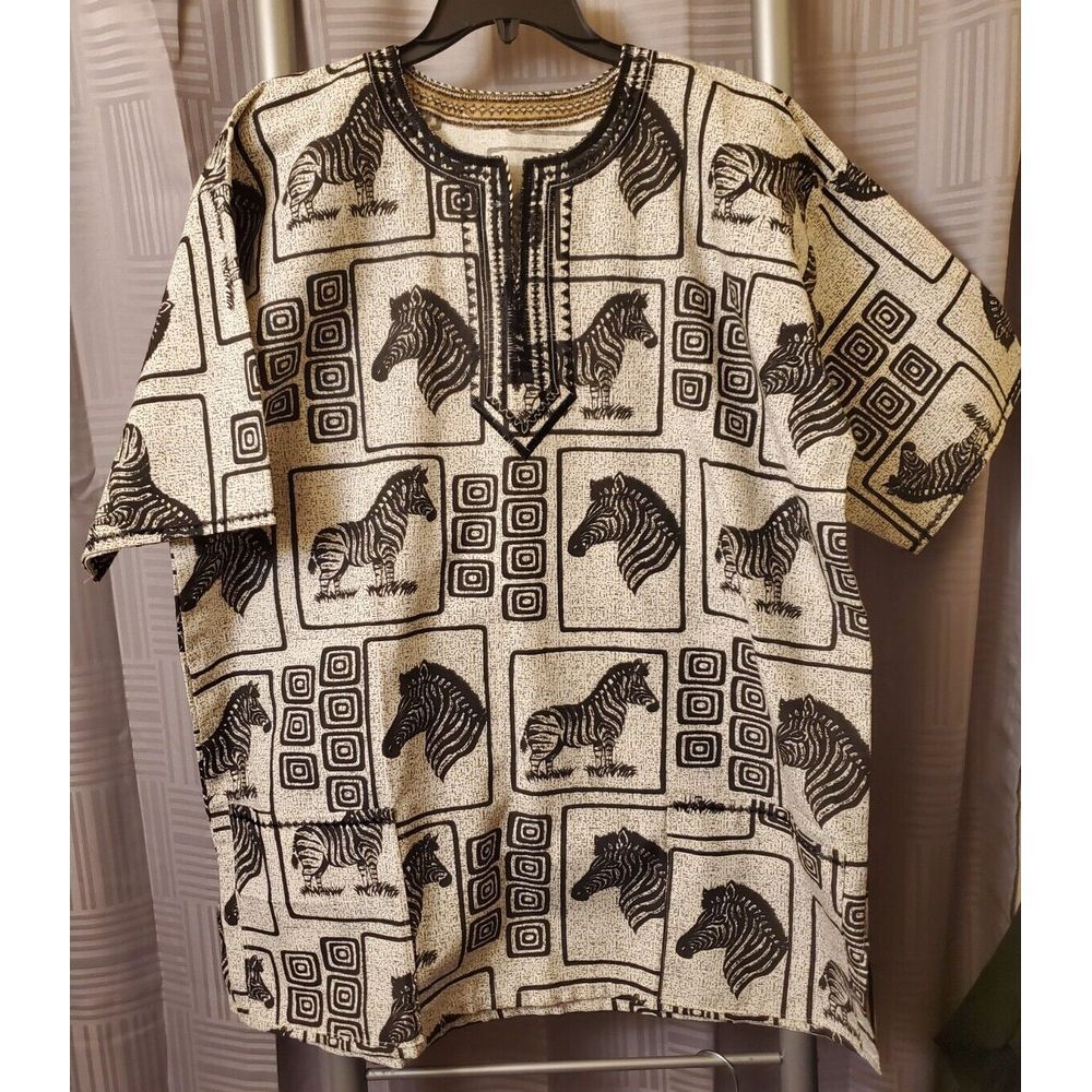 Zebra Print Cotton Tunic Top‎ Size 2XL